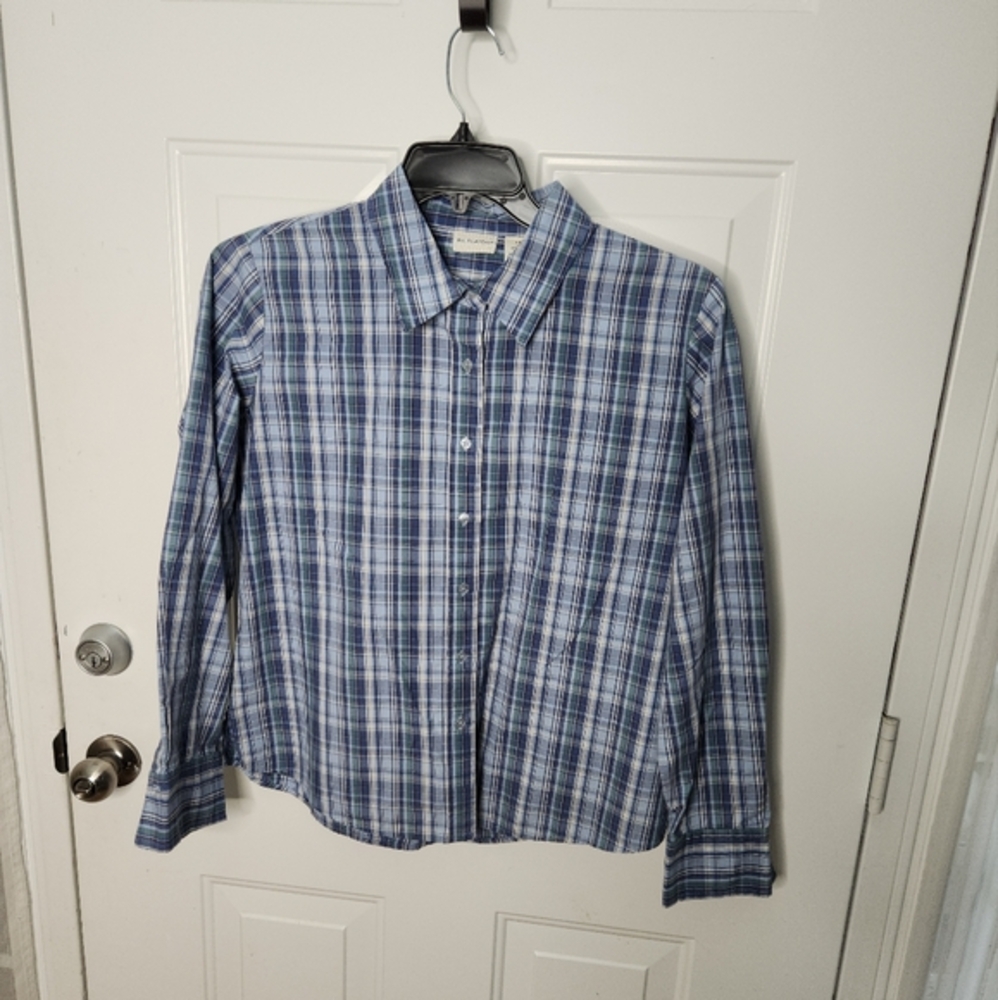 White Stag Plaid Long Sleeve‎ Blouse  Size Large